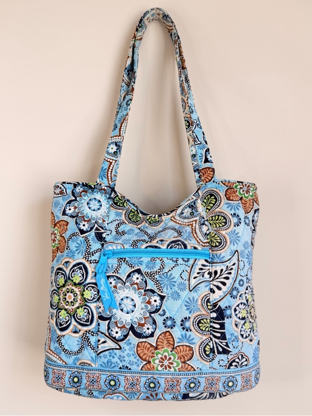 Vera Bradley Light Blue Quilted Paisley Floral Tote